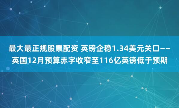 最大最正规股票配资 英镑企稳1.34美元关口——英国12月预算赤字收窄至116亿英镑低于预期