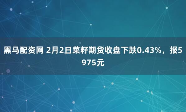 黑马配资网 2月2日菜籽期货收盘下跌0.43%，报5975元